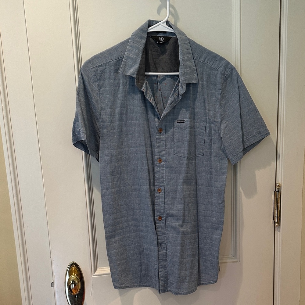 Volcom Men's Blue Button-Up Modern Fit Shirt Sz L